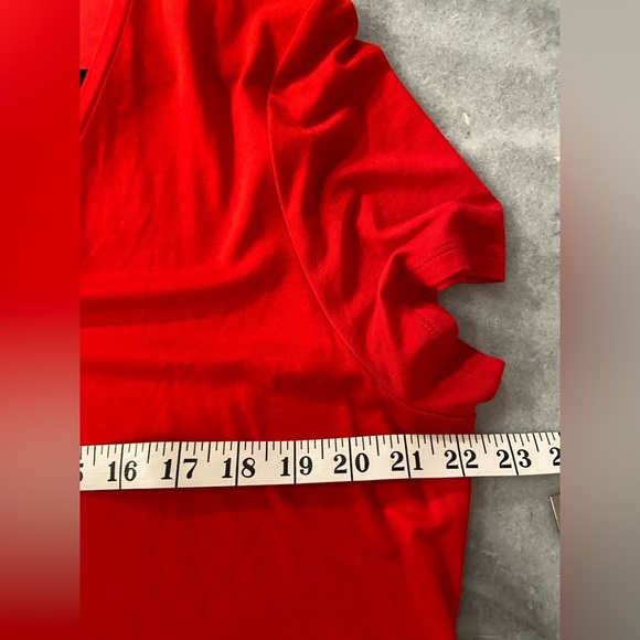 NWT Limited Size XL Red Short Sleeve V Neck Pleated Hem Flowy Tunic Stretch Top - Picture 11 of 13